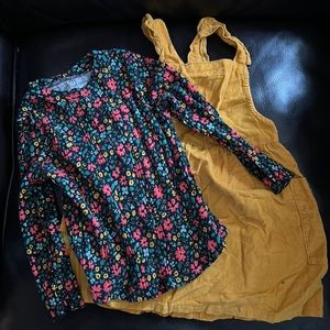 Yellow dress set, long sleeve shirt size 3T